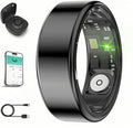 Smart Ring for Men Women with Black Charging Box, Bluetooth, Health Ring , IP68 Waterproof, Fitness Ring Tracks Heart Rate/Sleep/Steps/Sports Activities/Blood Oxygen,non-subscription app (Black, 8)