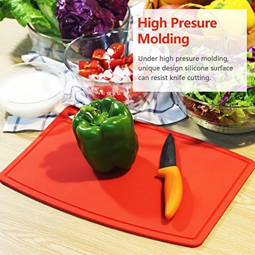 Liflicon Thick Silicone Cutting Board 12.6'' x 9.1'' Juice Grooves Easy Grip