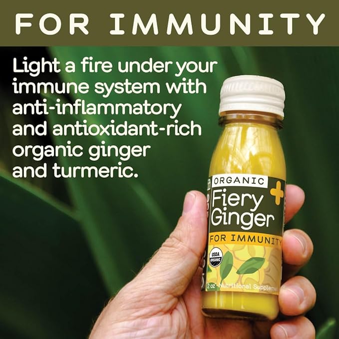 Greenhouse Juice Organic Fiery Ginger Wellness Shots 12-Count 60ml Glass Bottles, Vegan & Gluten-Free