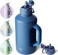 BOTTLE BOTTLE Insulated Water Bottle 64 oz with Straw and Dual-use Lid Stainless Steel Water Bottle for Men with Handle Vacuum Insulated jug for Workout Gym Soccer and Sports blue