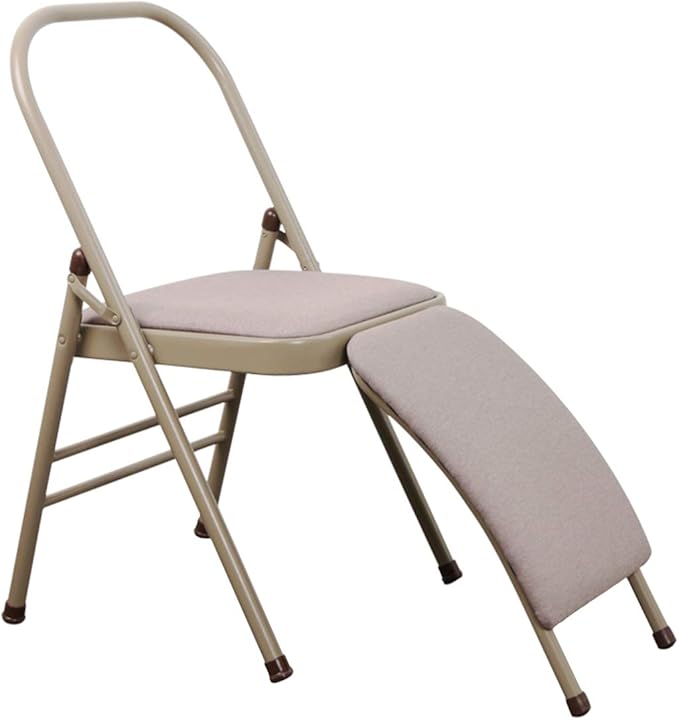INNOLIFE Yoga Auxiliary Chair with Lumbar Back Support for Iyengar Foldable Balance Training (Grey)