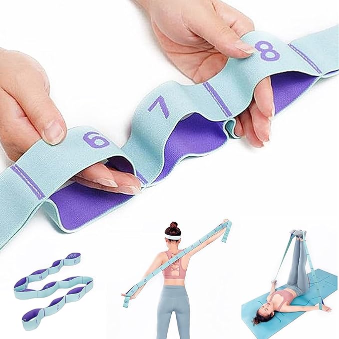 Stretch Straps, Elastic Stretching Strap with Adjustable 11 Loops, Fitness Leg Stretch Band Equipment Flexibility Trainer Resistance Stretch Assist Belt, for Physical Therapy, Pilates, Yoga, Ballet