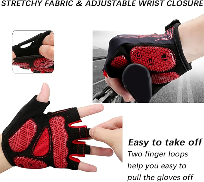 MOREOK Cycling Gloves Bike Gloves for Men/Women-[5MM Gel Pad] Half Finger Bicycle Biking Gloves for Cycling/Weight Lifting/Gym/Motorcycle/Rowing/Outdoor Sports