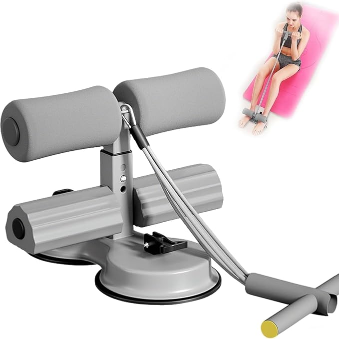 Ab dominal training aid, double suction cup trainer, three-level height adjustment, multifunctional adjustable abdominal trainer with drawstring, suitable for home fitness