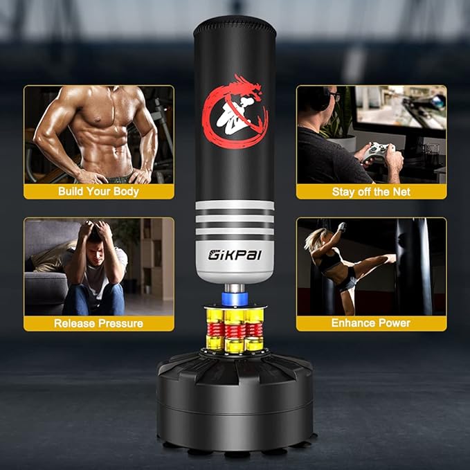 GIKPAL Freestanding Punching Bag with Boxing Gloves, Heavy Boxing Bag with Stand for Adult, Kickboxing Bag for MMA Martial Arts Boxing Traning