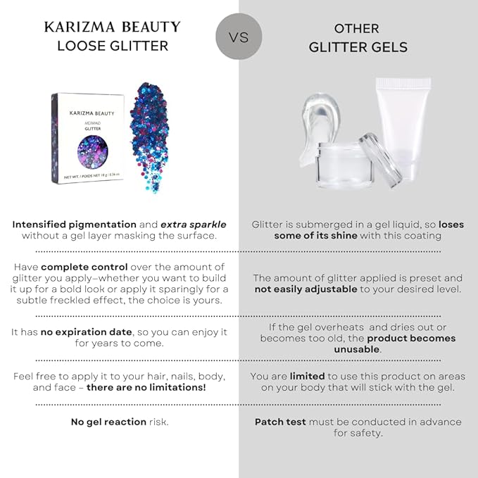 KARIZMA Mermaid Glitter - 10g Chunky Face, Hair, Eye & Body Glitter for Women. Rave & Festival Accessories