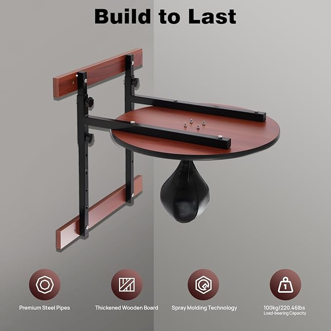 Speed Bag Platform Kit, Height Adjustable Boxing Training Equipment with Air Pump 360° Swivel, Wall Mount Punching Bag Boxing Training Full Kit for Fitness Enthusiasts