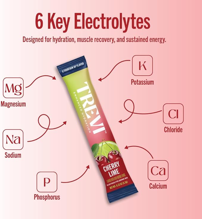 TREVI™ Sugar Free Electrolytes - Drink Mix Hydration Powder Packets - 28 Count - Cherry Lime