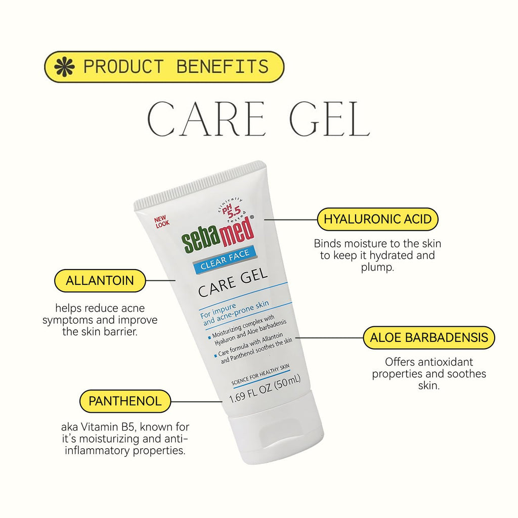 Sebamed Clear Face Care Gel - Gentle Hyaluronic Acid Skincare for Acne-Prone Skin, 1.69 fl oz