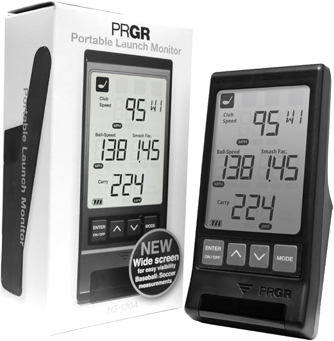HS 130-A Portable Golf Launch Monitor | Doppler Radar Measures Club & Ball Speed, Smash Factor, Total & Carry Distance | Tracks Swing Speed Training Aids