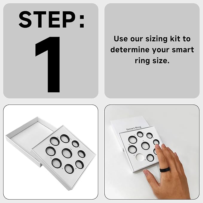 MUMU Smart Ring Sizing Kit for Women Men,Fitness Tracker Ring for Sport Monitoring,Choose Sizes 7 to 13,No Subscription Fee, IP68 Waterproof Smart Ring for iPhone & Android(Only Sizing Kit)