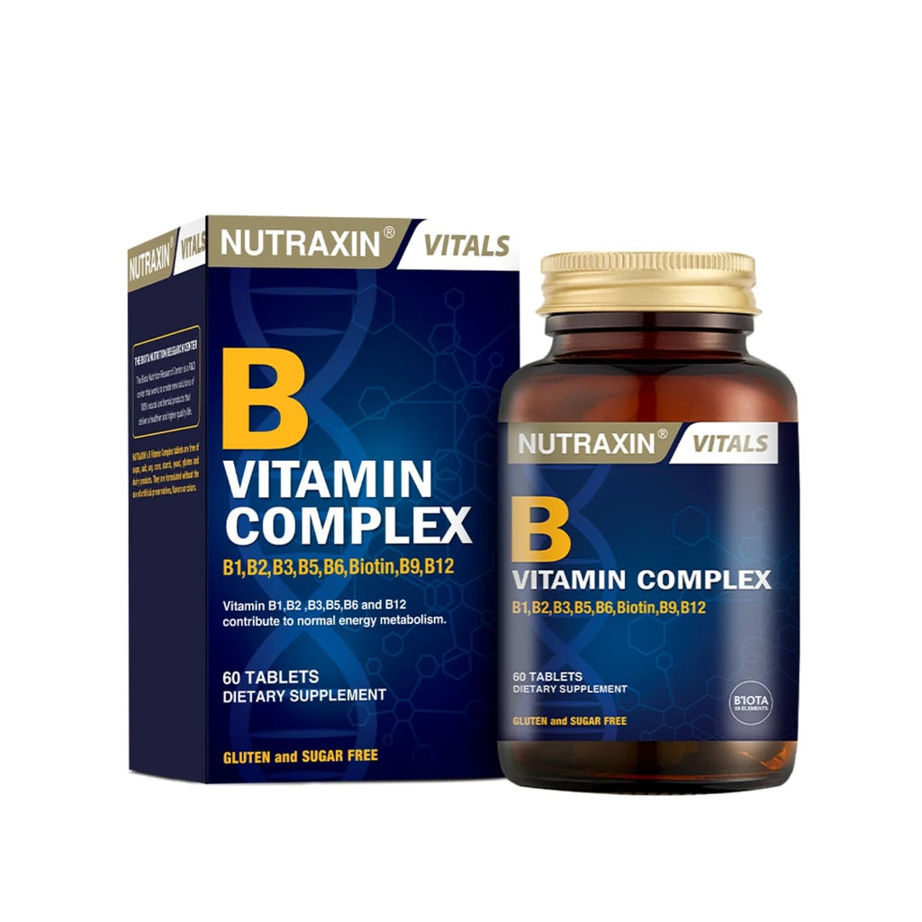 Nutraxin B Vitamin Complex 60 Tablets - Dietary Supplement for Adults with Comprehensive B Vitamins