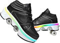Roller Skate Shoes for Women Four Rounds Children's Roller Skates Shoes That Turn into Rollerskates Sneakers Outdoor Light Shoes with Wheels for Girls/Boys