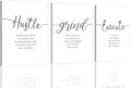 Framed Canvas Wall Art Grind Hustle Quote Poster, Office Wall Art, Positive Motivational Set of 3 Prints, Hustle prints Execute, Inspirational Wall Decor Art (H-3pcs,12x16inchx3pcs)