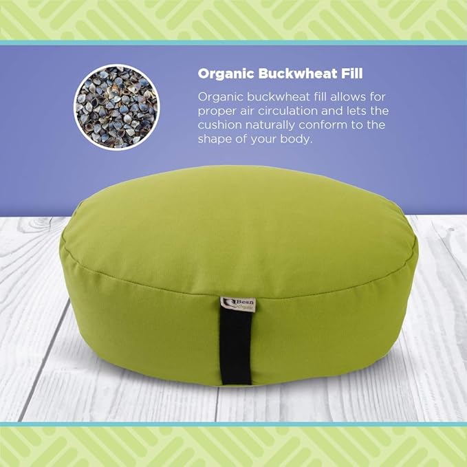 Bean Products Zafu Meditation Pillows for Sitting on Floor, Yoga Cushion, Cotton/Buckwheat Fill Yoga Pillow, Zafu Meditation Cushion, Zen Kneeling Prayer Pad- Made in USA - 14"x18" Oval - Navy