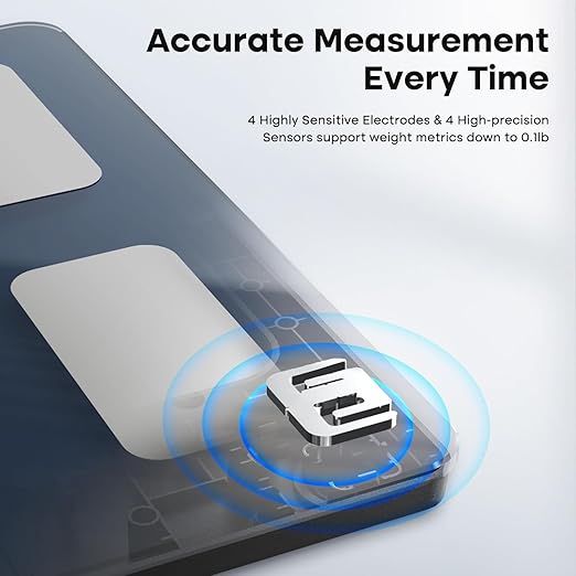 GE Scale for Body Weight Smart: Digital Bathroom Body Fat Scales 500lbs for BMI Muscle Bluetooth Smart Weight Monitor 11.8" Large Platform Weighing Machine Health Analyzer with App Dark Blue