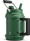 64 oz Insulated Water Bottle for Camping: Meoky Triple Wall Vacuum Stainless Steel Half Gallon Water Jug - Top and Side Handles, 2-in-1 Straw and Spout Lid, Cold for 36 Hrs, Leak Proof, BPA Free (Fir)