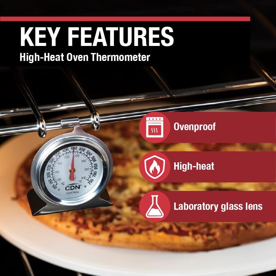 CDN High Heat Oven Thermometer | ProAccurate® | NSF Certified | 100-750°F Range