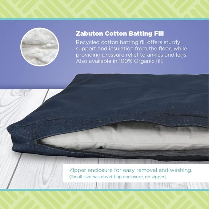 Bean Products Meditation Cushion - Zabuton Meditation Pillows for Sitting on Floor, Yoga Cushion, Cotton Yoga Pillow, Zen Kneeling Prayer Pad- Made in USA - Premium 32x26x3, Navy