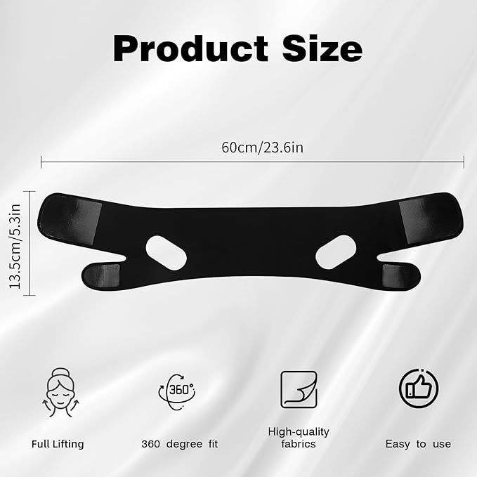 Chin Strap for Sleeping,Adjustable Chin Strap,Jaw Strap,Jawline Shaper,V Line Lifting Mask,Black,M