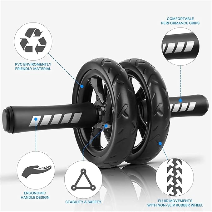 Ab Roller Wheel, Abdominal Wheel for Abdominal Exercise Machine, Arespark Home Gym Equipment for Core Workout, No Noise Ab Roller Exercise Equipment with Knee Mat and Foam Handle