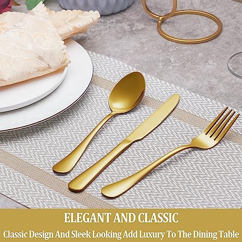 40 Pcs Gold Silverware Set Service