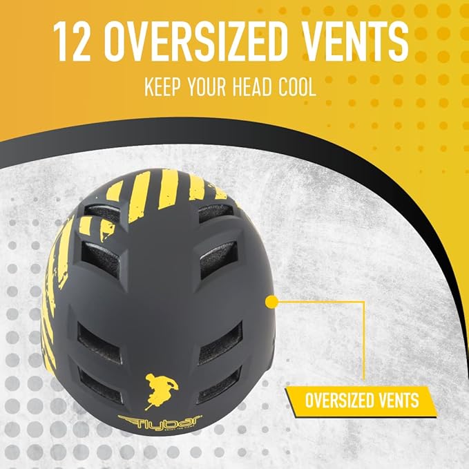 Flybar Bike Helmet- Multi Sport Dual Certified Adjustable Dial, Lightweight Skateboard Helmet, Roller Skating, Pogo, Electric Scooter, Snowboard, Boys and Girls Kids- Adults Helmets
