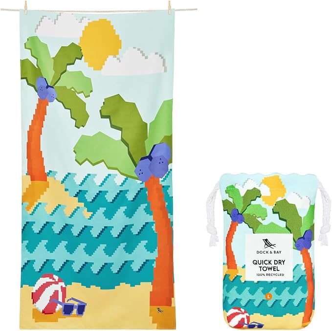 Dock & Bay Quick Drying Towel - for Sports & Gym - Compact, Lightweight - 100% Recycled - Includes Bag - Build-A-Beach, Medium (130x70cm, 51x27)