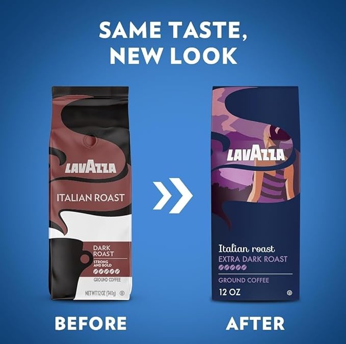 Lavazza Italian Roast Ground Coffee 12oz Bag, Extra Dark Roast (Pack of 1) - Package May Vary