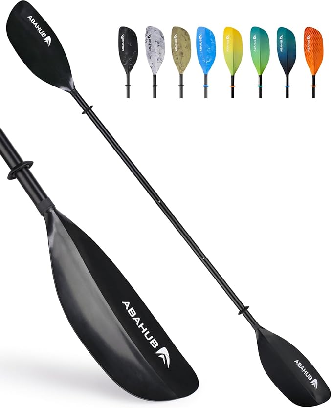 Abahub Adjustable Kayak Paddle 210-230 cm/ 230-250 cm Floating Kayaking Oars Boating Oars Canoeing Oars Black