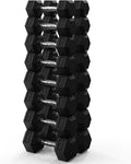 PAPABABE Hex Dumbbell Set 45-550 lb, Rubber Encased Home Gym Dumbbells, Weights Dumbbells for Women & Men, Hand Weight for Strength Training