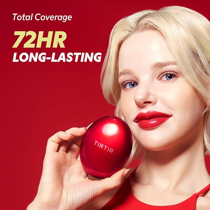 TIRTIR Mask Fit Red Cushion Foundation | Full coverage, Weightless, Skin fit, Satin Glow Finish, Korean Makeup, beauty, Tattoo cover up, Buildable (#17W French Vanilla, 0.63 Fl Oz)