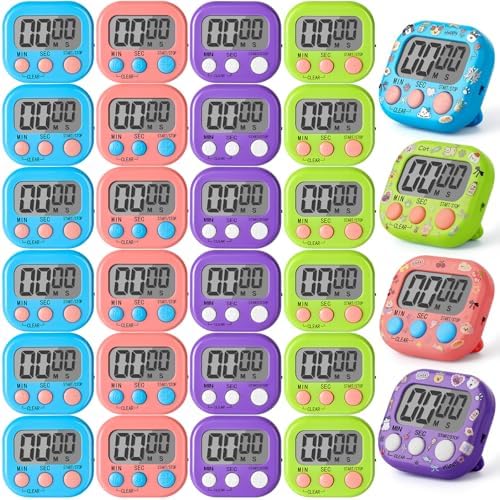 24 Pcs Multi-Function Electronic Timer Small Digital Kitchen Timer Digital Timer