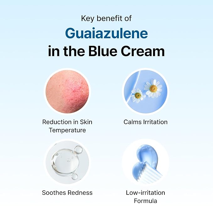 DearKlairs Midnight Blue Calming Cream – Soothing Face Moisturizer for Oily & Sensitive Skin, Redness Relief & Hydrating, Lightweight Texture, 1.01 Fl Oz