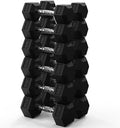 PAPABABE Hex Dumbbell Set 45-550 lb, Rubber Encased Home Gym Dumbbells, Weights Dumbbells for Women & Men, Hand Weight for Strength Training