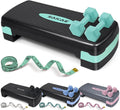 Aerobic Stepper Set with Dumbbells & Measuring Tape, Adjustable Height 2 Level Risers Workout Exercise Step Platform, 4 Colors, the Ultimate Gift for a Joyful Holiday and Merry Christmas