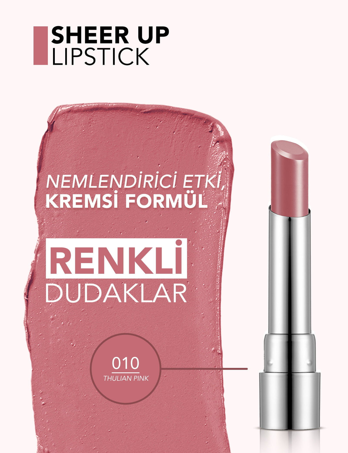 Flormar Sheer Up Moisturizing Lipstick Glossy Finish 3g