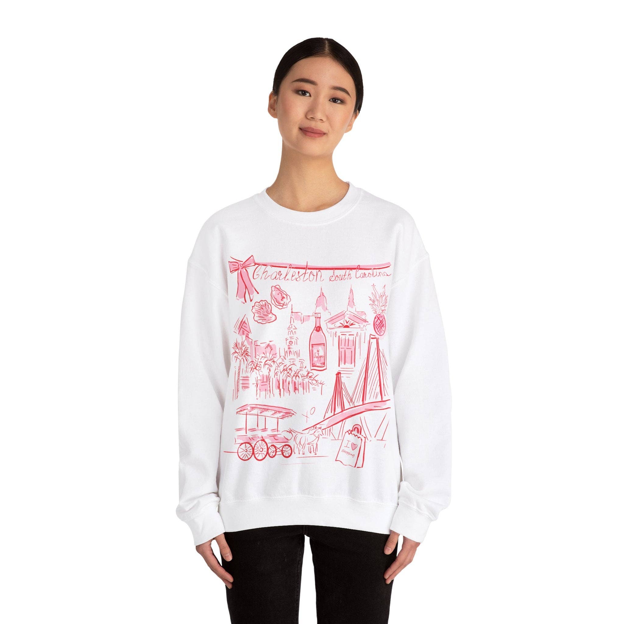 Rebecca Illustrated - CHARLESTON - Crewneck: Light Pink / 2XL