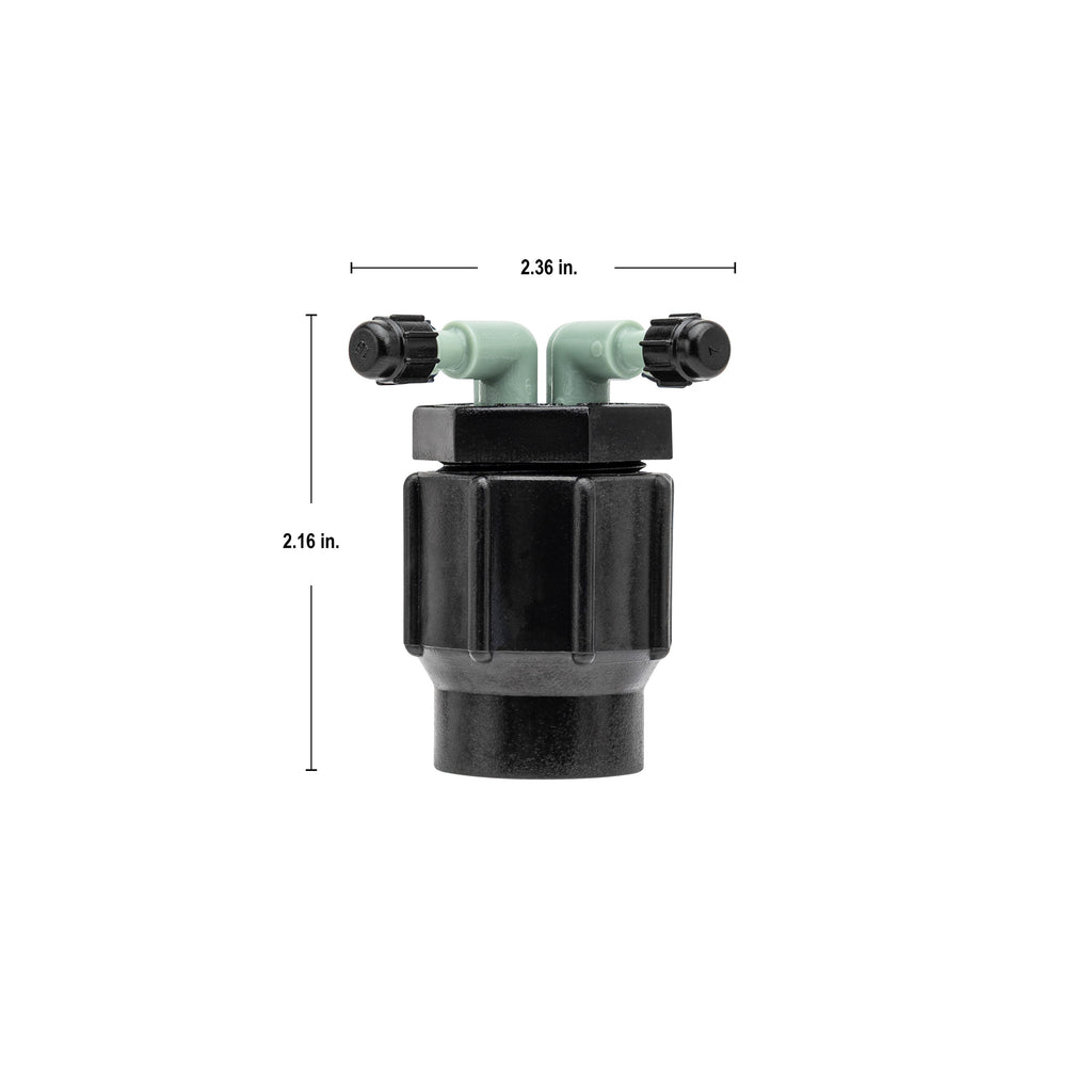1/2" FPT x 1/4" Barb 2-Port Full Flow Drip Manifold | 67030