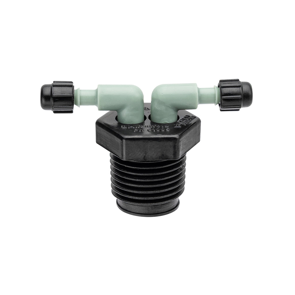 1/2" MPT x 1/4" Barb 2-Port Full Flow Drip Manifold 67035