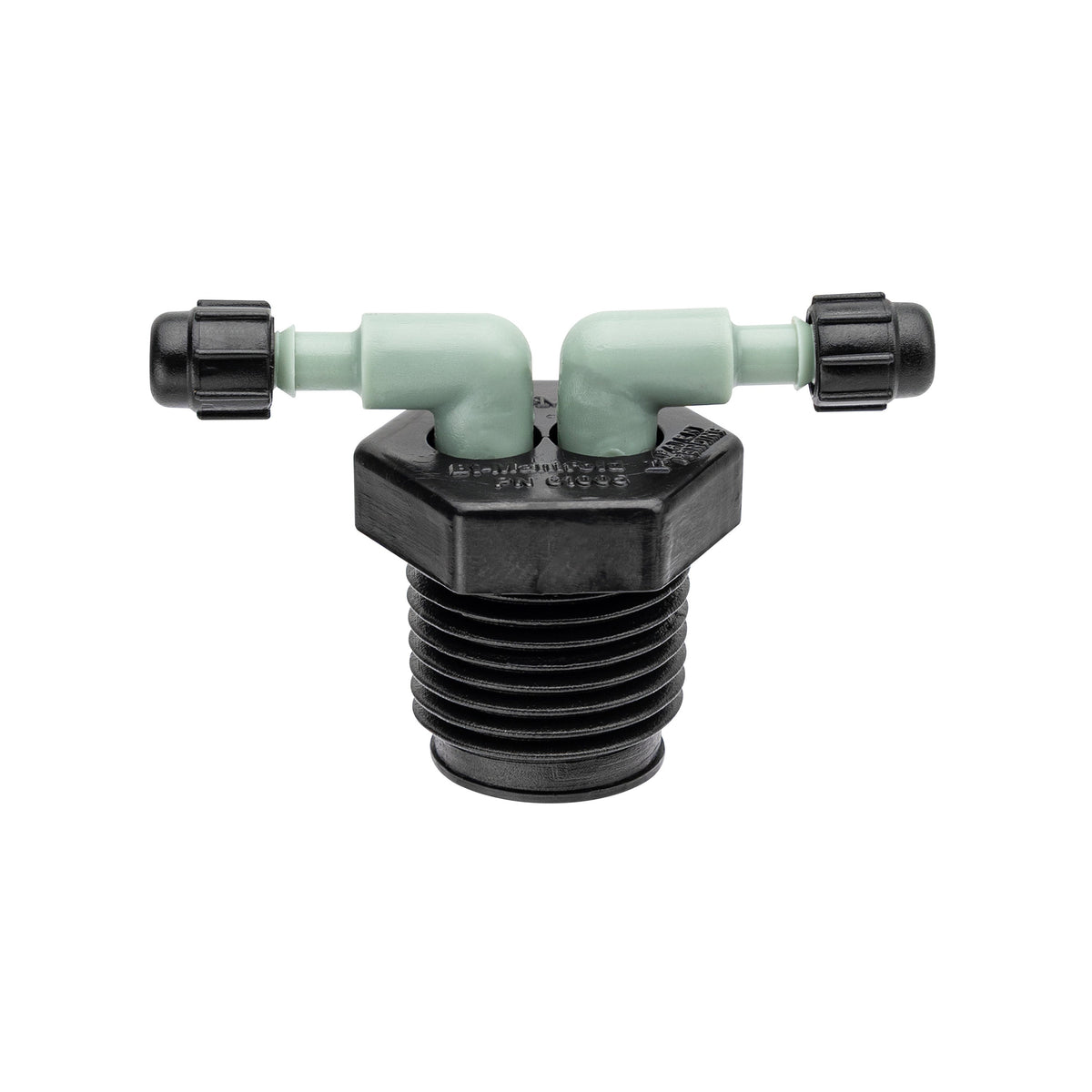 1/2" MPT x 1/4" Barb 2-Port Full Flow Drip Manifold 67035