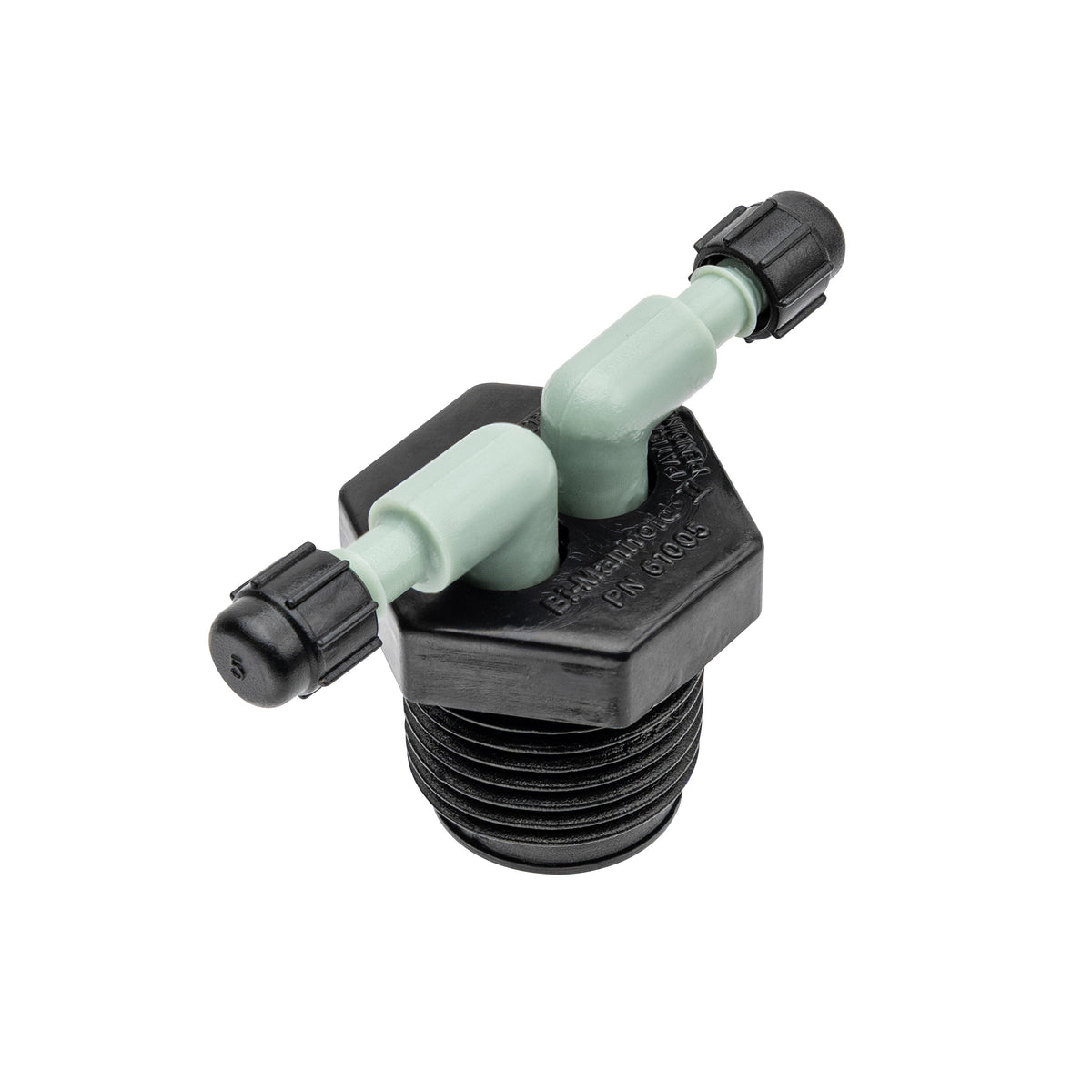 1/2" MPT x 1/4" Barb 2-Port Full Flow Drip Manifold 67035