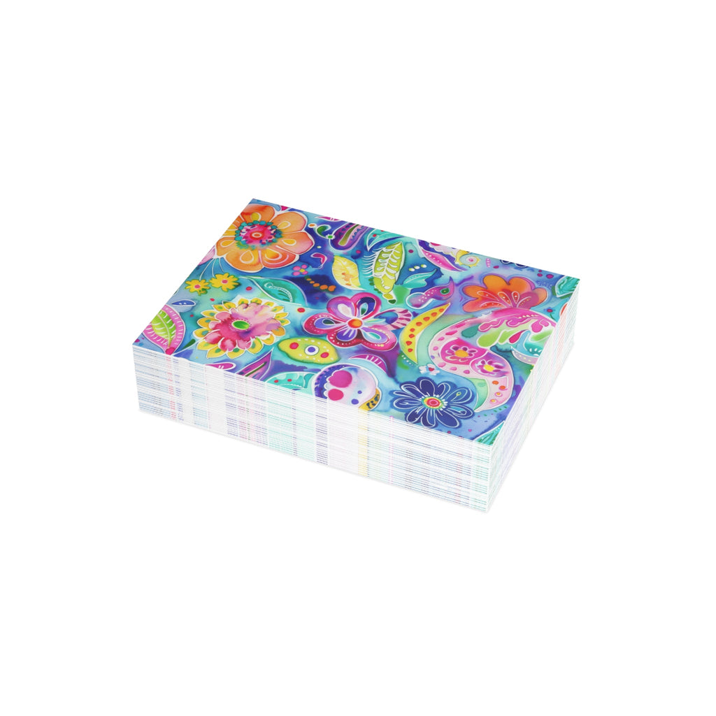 Bespattered Facade Colorful Flowers Greeting Cards | Sets of 1, 10, 30, or 50