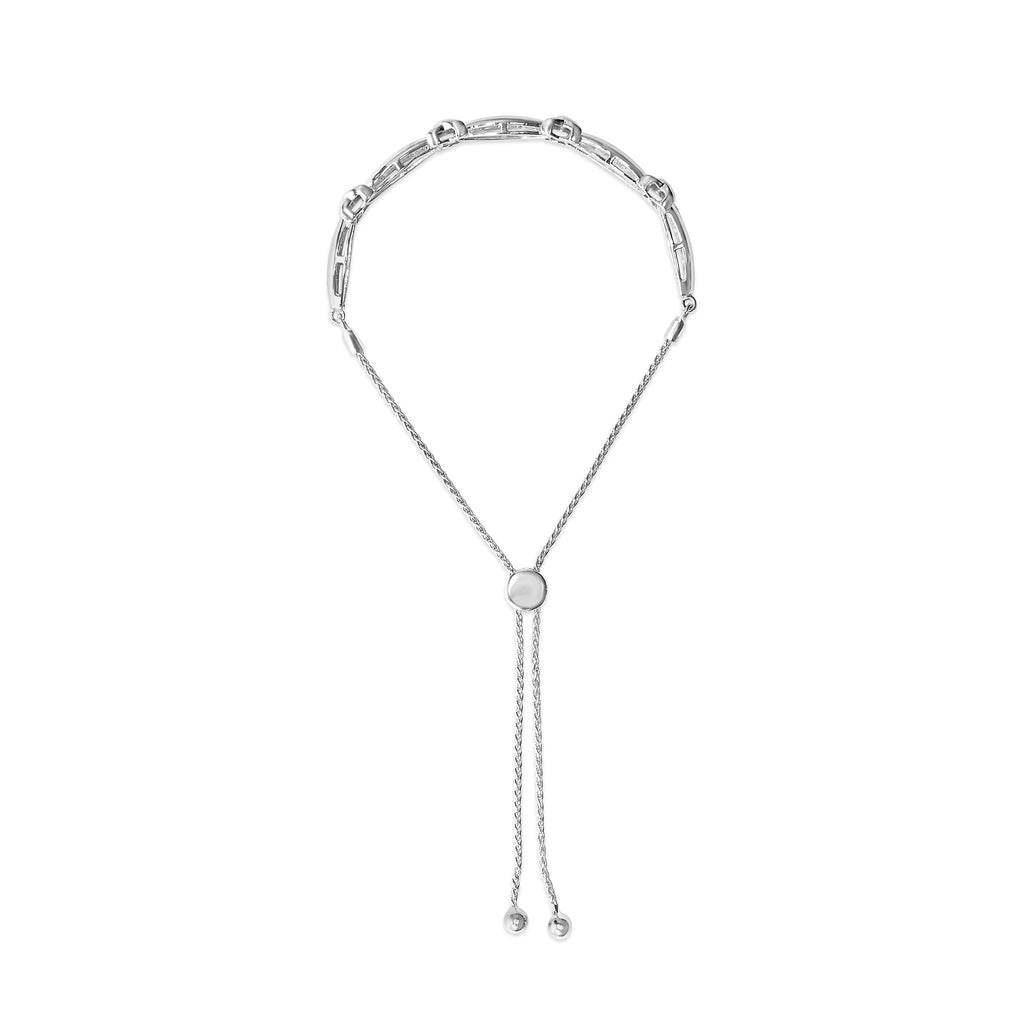 .925 Sterling Silver 1/10 Cttw Diamond X Link Bolo Bracelet (I-J Color, I2-I3 Clarity)