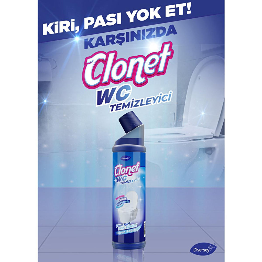 Diversey Clonet Toilet Cleaner - Effective & Powerful 25.36 fl oz Jel Toilet Bowl Cleaner with Hydrochloric Acid