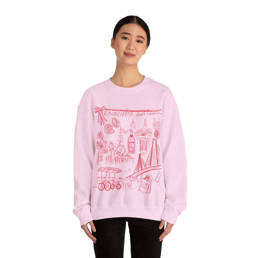 Rebecca Illustrated - CHARLESTON - Crewneck: Light Pink / 2XL