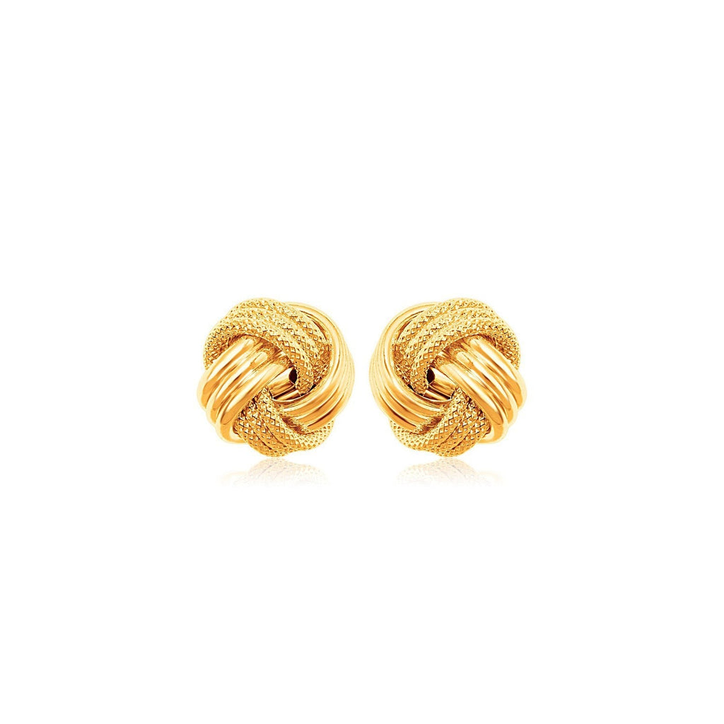 10k Yellow Gold Love Knot with Ridge Texture Earrings