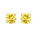 14K White Gold 1.0 Cttw Lab Grown Yellow Diamond Solitaire Stud Earrings (Yellow Color, VS2-SI1 Clarity)