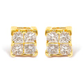 14K Yellow Gold 1/4 Cttw Invisible Set Princess-Cut Diamond Square Stud Earring (J-K Color, I1-I2 Clarity)