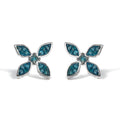 .925 Sterling Silver 1/3 Cttw Blue Diamond Floral Earrings